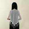 Laven Lace Embroidery Triangle Scarf Hijab Muslim Church Prayer Wedding Mantilla Shawl with Tassels Women White Veil Bandana