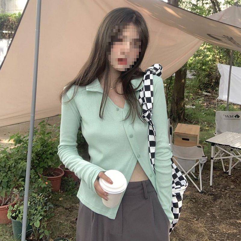 Women s Autumn Irregular Design Knit Top - Long Sleeve Korean Style XXS