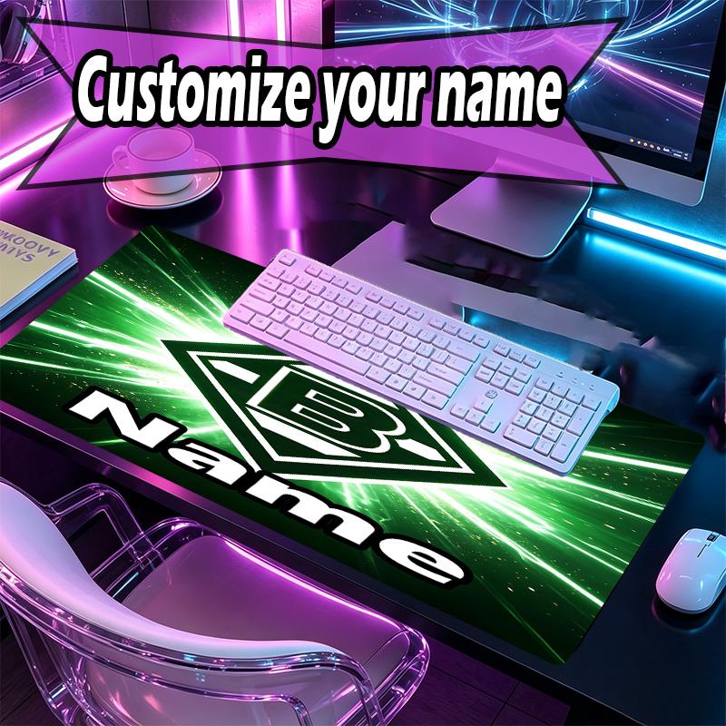 Custom Name Personalized Borussia Monchengladbach Pattern Mousepad, Laptop PC Desk Mat, Decorative Desk Mat for Home Keyboard Pad Gift