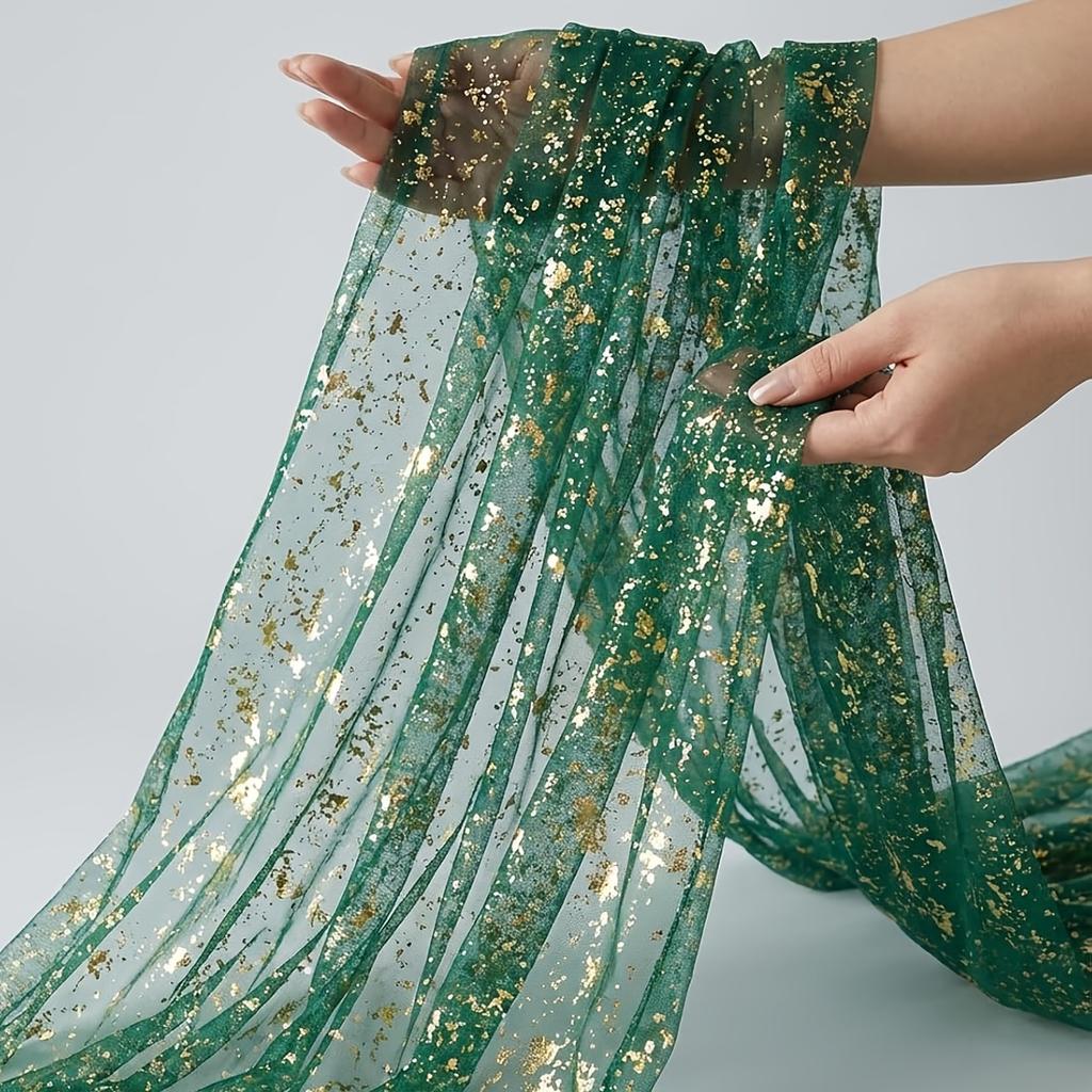 Gold Foil Mesh Table Runner Sheer Glitter Tablecloth Party Wedding Dining Table Decor