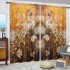 2pcs Elegant Floral Peacock Curtain   Room Darkening   Polyester   Home Decor   Holiday Window   Rod Pocket Curtain