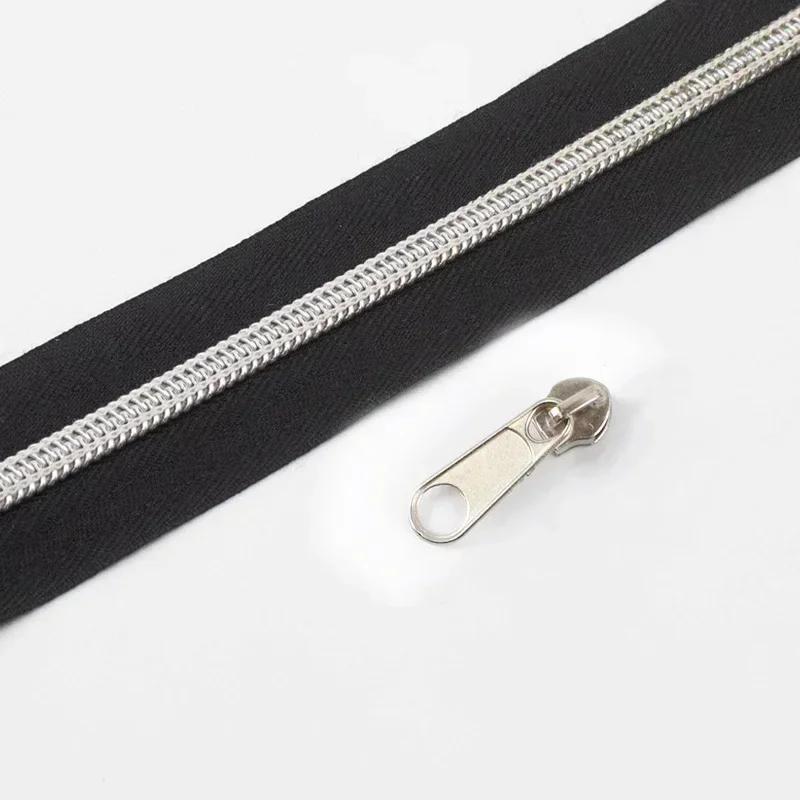 3/5/10M 5# Nylon Zipper Tape with Slider Bags Clothes Repair Zippers Plastic Coil Zip DIY Garment Replace Sewing Accessories