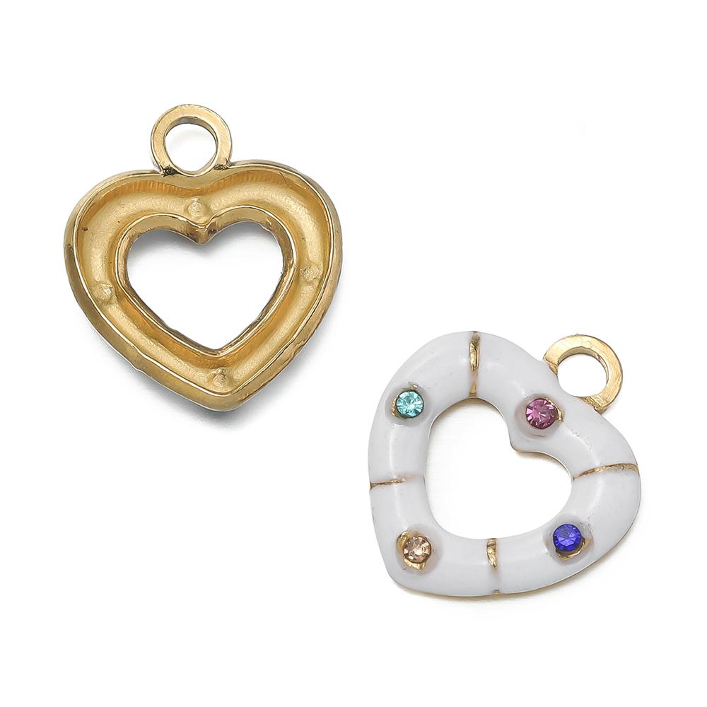 1 pièce/lot Pendentifs Triangle Ovale Cœur d'Amour Multicolores en Acier Inoxydable Pour Bracelet Collier DIY Accessoires de Bijoux