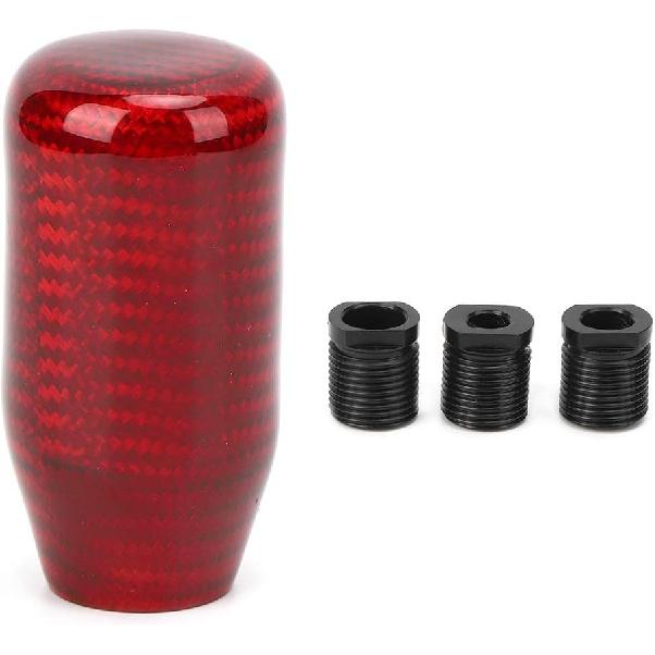 Tbest Carbon Fiber Shifter Knob,Shifter Knob Red Carbon,Gear Shift Head Gear Shift Accessories Universal Car Gear Shift Knob Head Aluminum Carbon