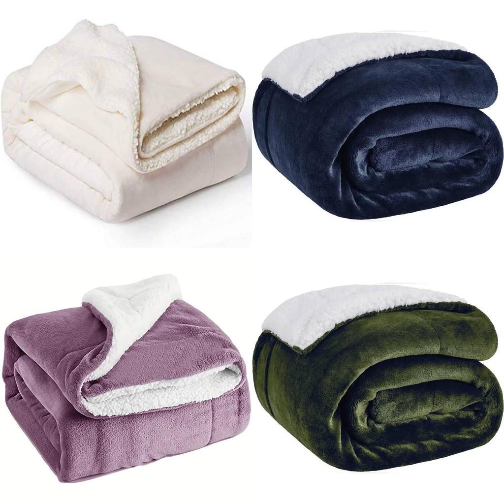 Pure Color Plush Blanket For Home Office Warmth With Doublesided Coral Fleece