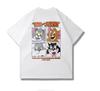 2026 Summer Comic Form Tom and Jerry Image 100 Cotton Printed Oversize Casual Tshirt Adult Children Parentchild Top Homewear