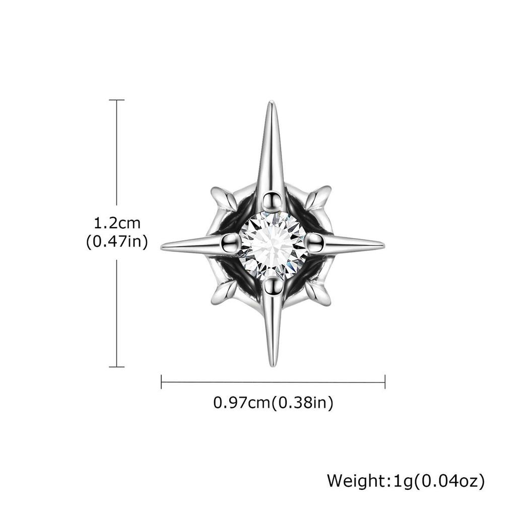 Hip Hop Star Stud Earrings for Men Women,Silver Color Zircon Star Tiny Stud Earrings,Minimalist Ear Hole Care Accessories Gifts