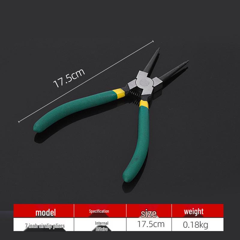 7-inch Snap Ring Pliers with Two-way Straight and Bent Jaws for Internal/External Use - Multi-function Expansion Shaft Holding Tool.