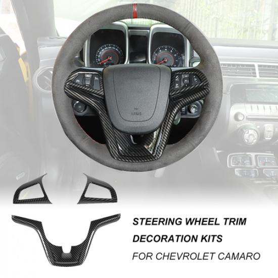 Carbon Steering Wheel Cover Trim For Chevrolet Camaro 2012-15 Inner Accessories