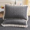 Velvet Pillowcase Autumn Winter Pillow Cover with Pleated Edge Skin-friendly Pillow