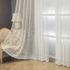 White Leaf Drapes, Sheer Tulle Curtains with Embroidery, Easy To Hang, Suitable for Bedroom, Living Room, Balcony, Farmhouse