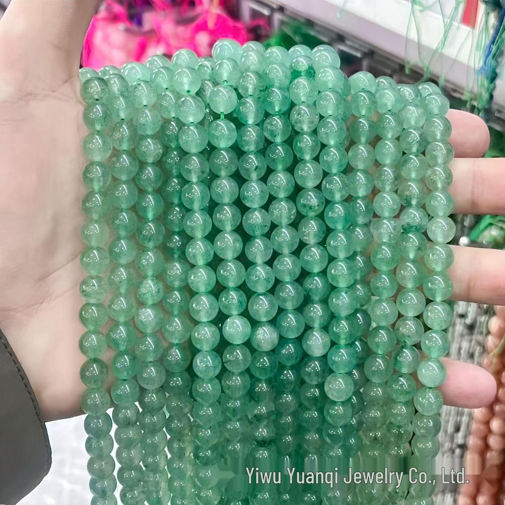 Yuanqi Jewelry Natural Green Strawberry Quartz Round Beads Bracelet DIY Handmade Accessories.
