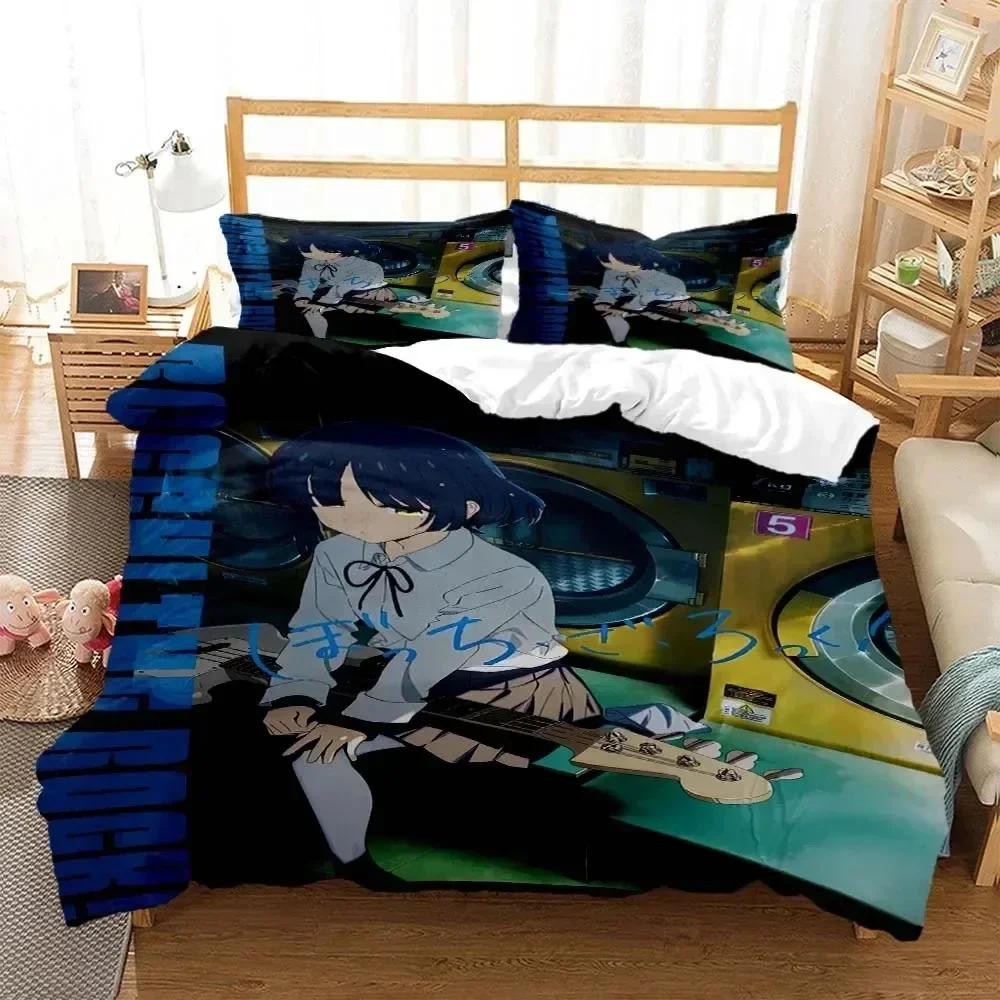 Anime Bocchi the Rock Bedding Set Printed Bed Set With Pillowcase Duvet Cover Soft Queen King Size Bedclothes Home Kids Adult