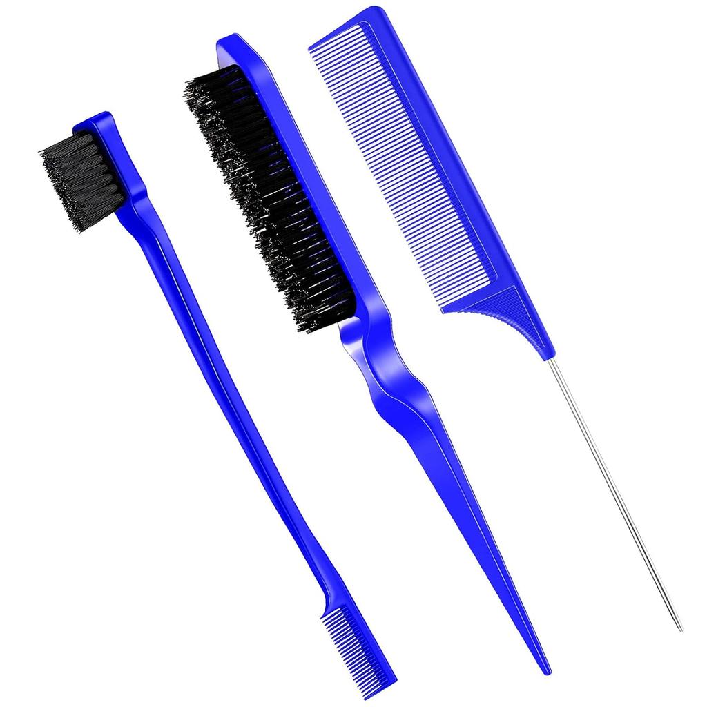 Hair Styling Comb Hair Brush Set, Teasing Edge Brush Rat Tail Comb For Curly/Straight/Wet/Dry/Long/Short Hair