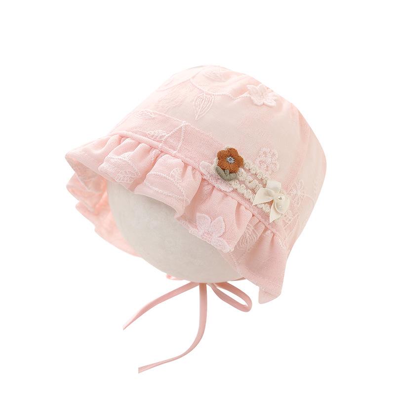 Baby Girl Lace Ruffle Sun Hat - Spring/Summer Tie-Up Princess Court Hat