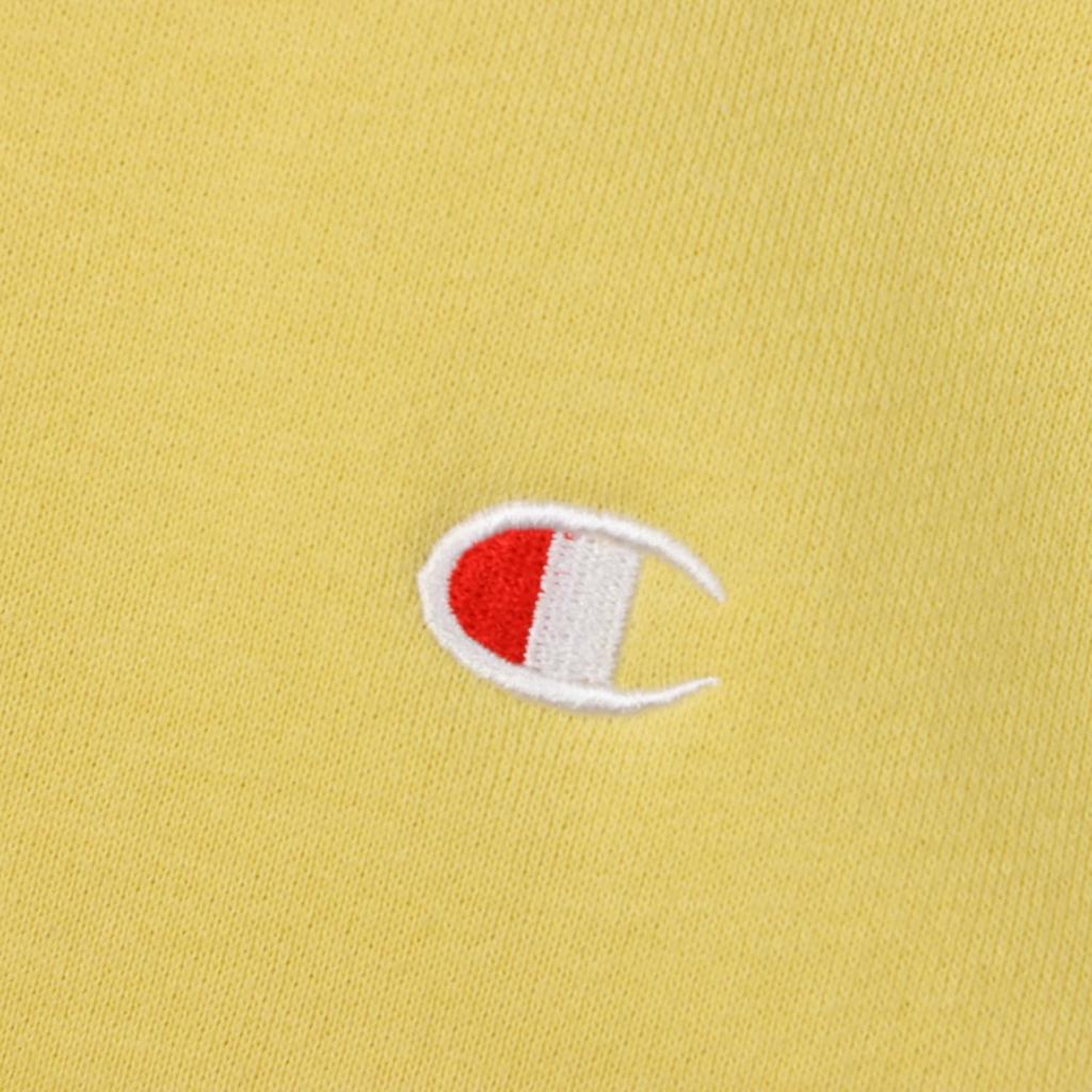 Champion Short Sleeve Crew Neck Cream with Fleece Lining and Embroidered Logo Men's Sweatshirt, Basic, Yellow, C3-Z020,