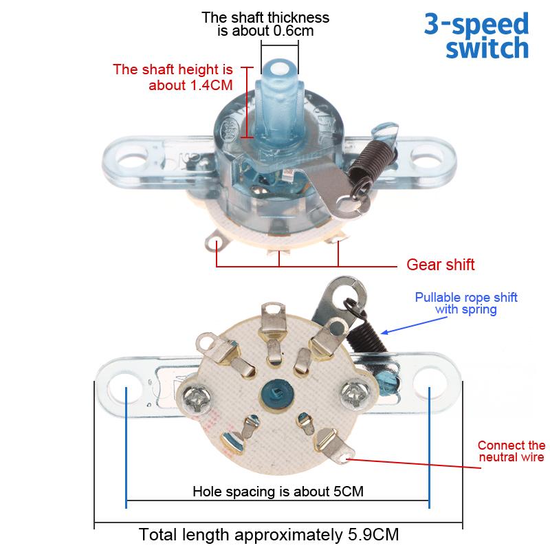 Round Fan Speed Control Switch For Floor Fan Wall Fan Gear Switch Replacement Parts