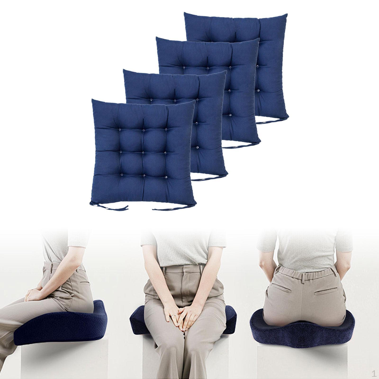

4 Pack Chair Cushions for Indoor Kitchen Use with Ties, Non-Slip Design Темно-синій