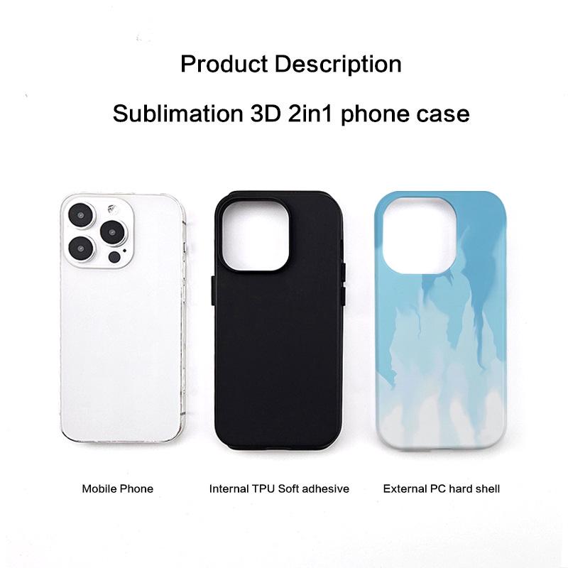 Gradient Flame Phone Case for Apple 14/15 Pro Max - Korean Two-in-One Set