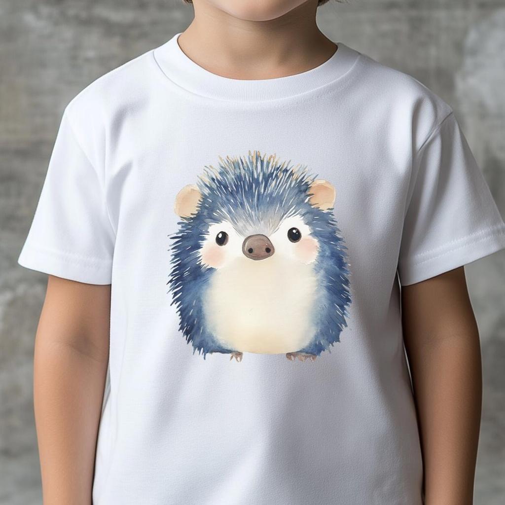 Süßes Igel Kinder Bio-Baumwoll T-Shirt - Handgezeichnetes Tier Grafik T-Shirt für Jungen und Mädchen, unisex Familien Mutter Tochter Sohn Shirts