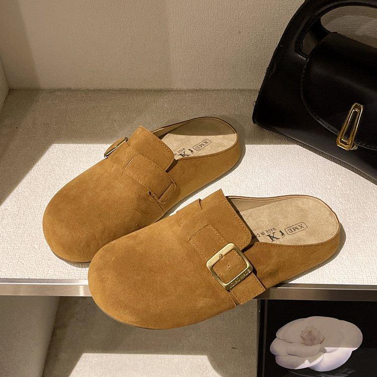 These Slippers Are Super Versatile and Can Be Worn Outside the Home! Versatile Chinese Cloth Buckle Color Matching Flat Bottom Blowing Bottom Aldehyde