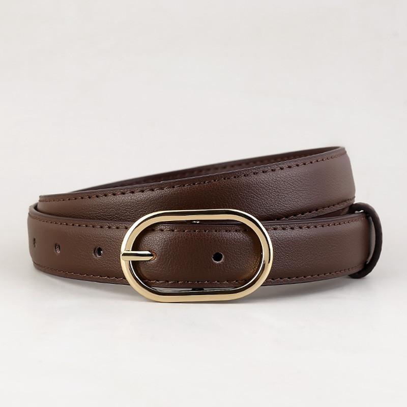 

Leather Belt For Women With Smooth Buckle And Classic Design For Casual And Work Wear темно-коричневого кольору