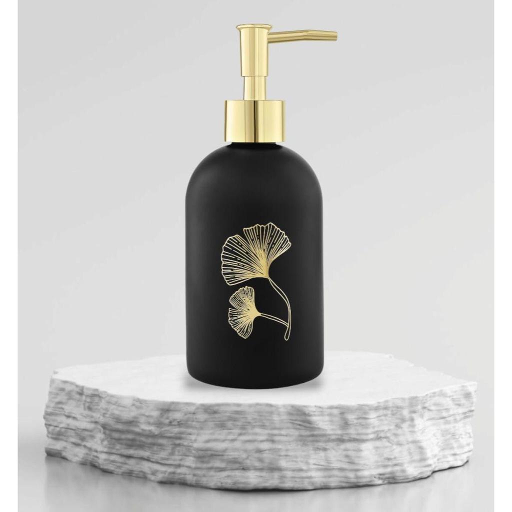 Ceramic Durable Marble Finish Liquid Handwash Soap Dispenser with Pump for Bathroom | Handwash Dispenser for Kitchen | | 400 ml (Black)