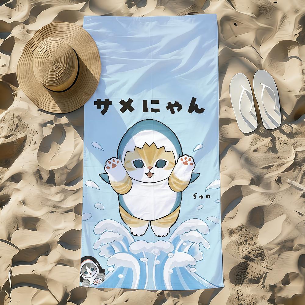 Kawaii Towel Beach Towel Cartoon Oversized Quick M-Mofusand Kitten Dry Towel Absorbent Cat Soft Swim BeachTowels for Men Women