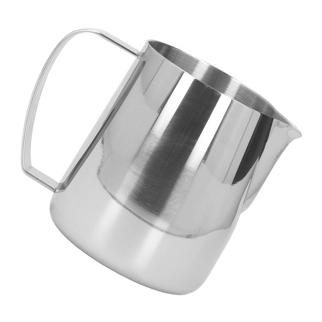 Milk Frothing Pitcher Thickened Stainless Steel Tip Mouth Milk Frother Cup Milk Steaming Pitcher 450ml Silver