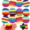 Hand-Made Knitted Footbag Sack Assorted Foot Bag Crochet Hacky Juggling Ball for Adults Multicolored Geometric Pattern