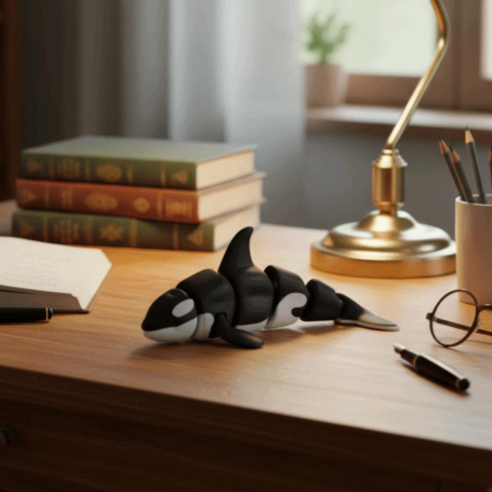 Mini Simulation Animal Multi-Joint Movable Marine Animal Model Creative Whale Figurine Collection