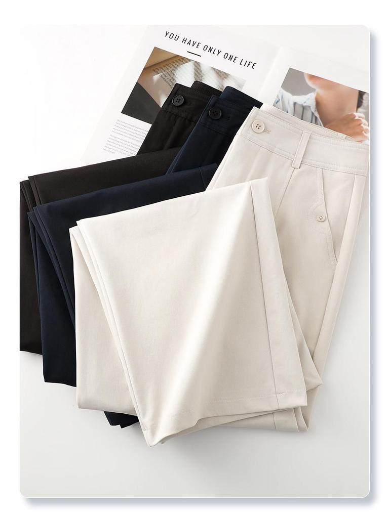 Apricot Women's Wide-Leg High-Waist Pants - Spring 2025 Slimming Straight-Leg Versatile Style