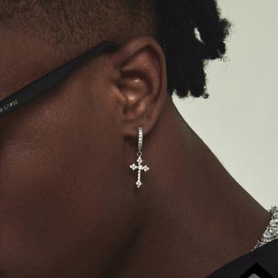 Rhombus Cross Ear Buckle Retro Personality Ins Micro-set Zircon Full Diamond Earrings Temperament Earrings