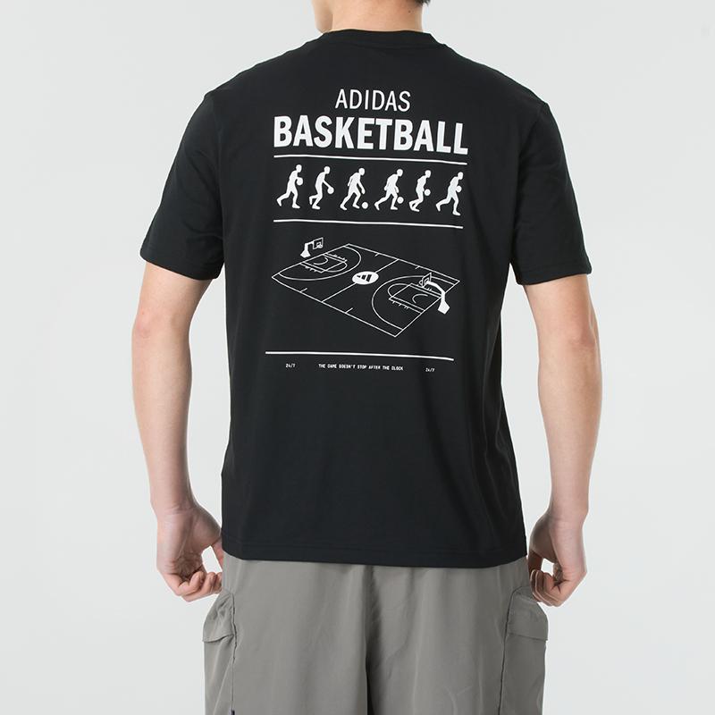 Adidas Casual Breathable Round Neck Sports Basketball Running Short Sleeve T-Shirt Men T-Shirt Black JI7098