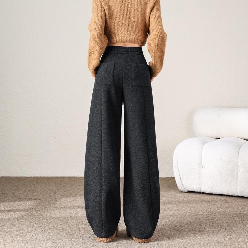 Women's Snow Velvet Fleece-Lined Curved Wide-Leg Pants
