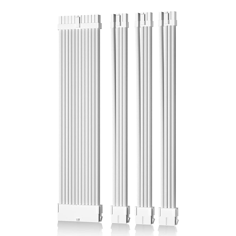 

Small Lab Sleeved Cable Extension to x 1 x for Graphics and Power with Cable Comb Cable, 30cm, 24-pin 8-pin (2 6+2pin, 4+4pin), Motherboards, Cards, білий