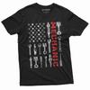 Mechanic USA Flag Garage Tools Bolts American Patriotic Tee