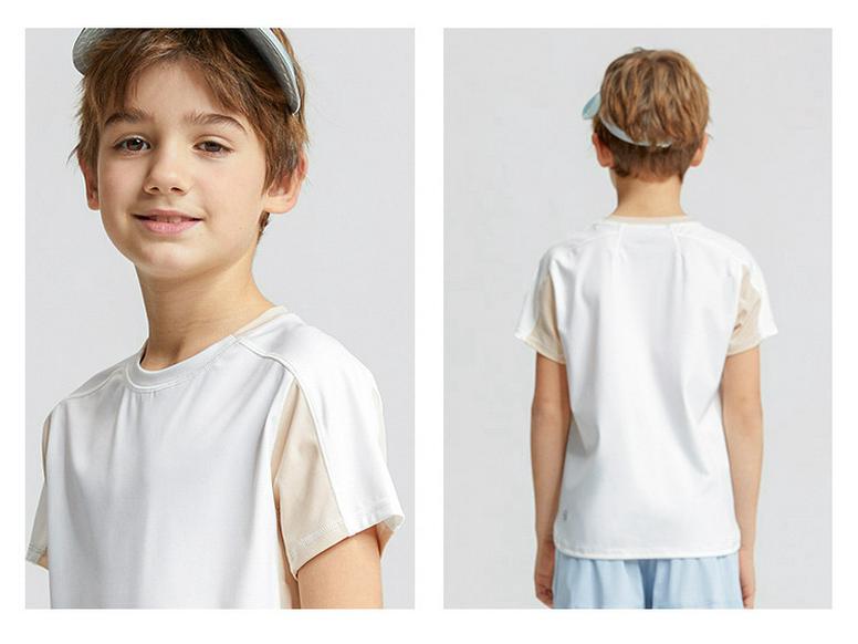 T-shirt Color Block Asciugatura Rapida da Ragazzo - Estate 2024 Girocollo, Traspirante, Delicata sulla Pelle, Manica Corta per Yoga