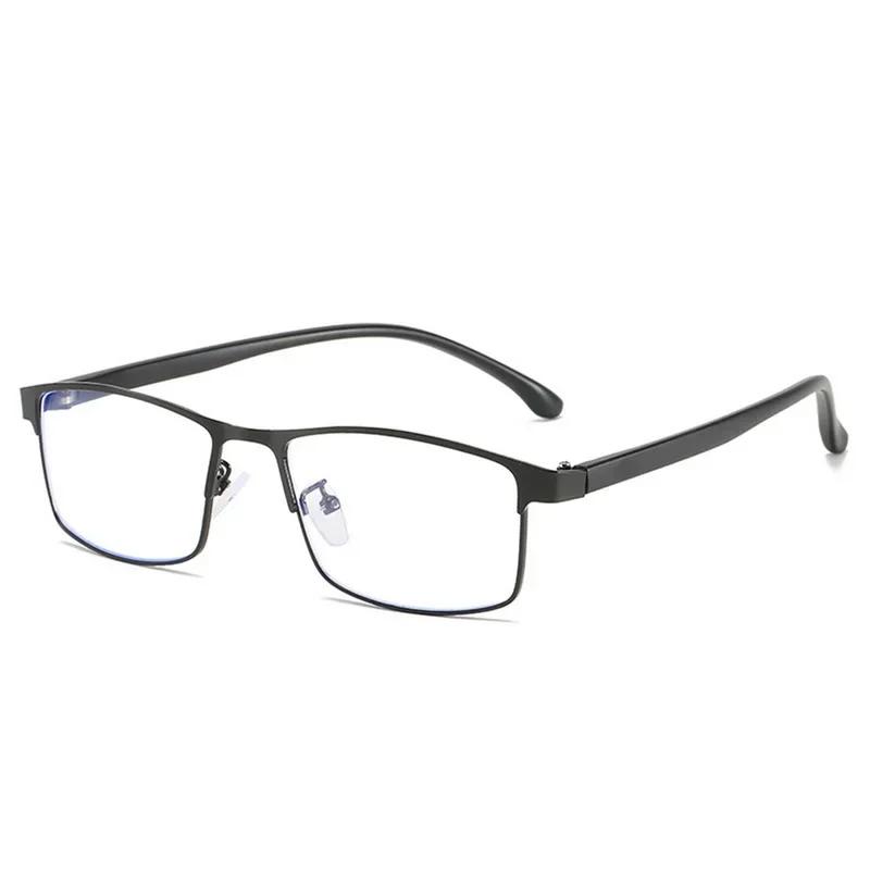 Anti-Blue Light Myopia Glasses Finished Business Men Women Metal Square Prescription Eyeglasses Diopter 0 -0.5 To -6.0 Oculos