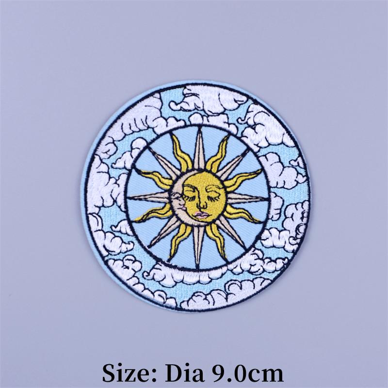 Outdoor Scenery Embroidered Patches for Clothing Thermoadhesive Sea Wave Patch Cloudy Rainy and Sunny Iron on Fusible Patch DIY