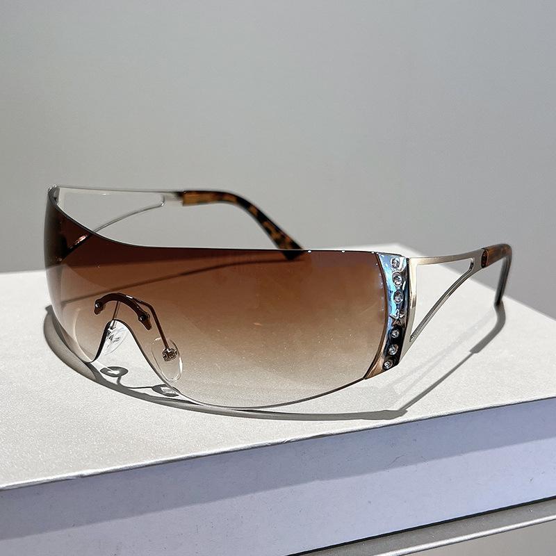 One Piece Rimless y2k Sunglasses Women For Men Fashion Vintage Luxury Brand Designer Sun Glasses Trendy Punk Sport Shades UV400