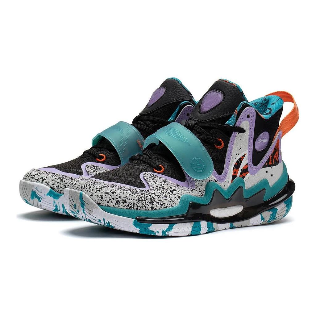 Li Ning Premium 3.0 Lightweight High Resilience Mid-Top Basketball Shoes Kids Sneakers Black Gray YKBT002-1