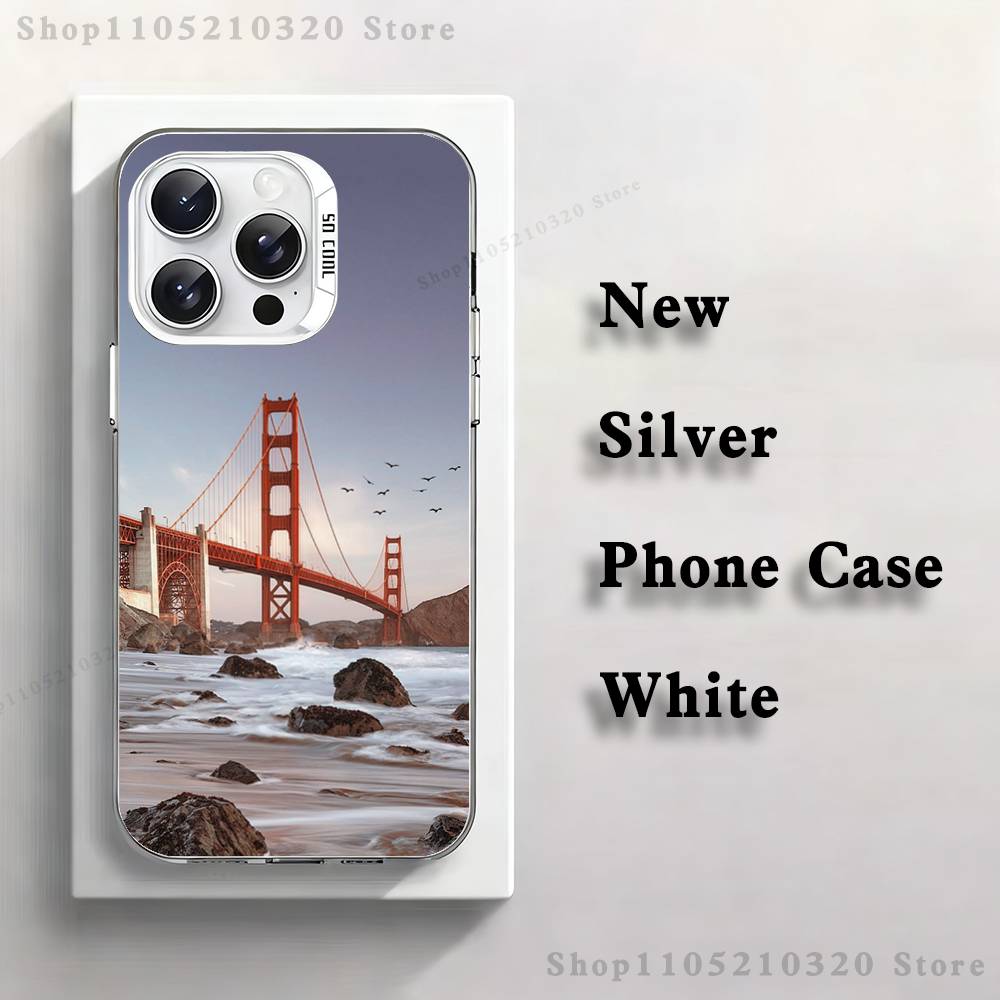 USA Golden Gate Bridge Phone Case For iPhone 17,16,15,14,13,12,11,Pro,XS,Max,Plus,Mini,SE4,E white Matte Shockproof Cover