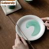 Japanese Powder Yin White Pot Bearing Holder Handmade Brush Green Small Dry Brew Table Tea Tray Fruit Sanck Plate Teaset Craft