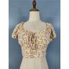 French Elegant Style Puff Short Sleeve Exquisite Floral Niche Style Youthful Atmosphere Dopamine Sweet Lace Up Short Tops