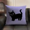 Little Black Cat Cushion Cover Summer Breathable Linen Organic Fabric Double-Sided Printing Sofa Pillow Case Home Decor