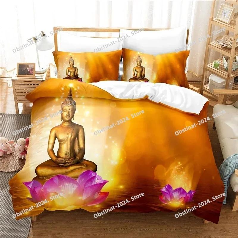Buddha Statue Bedding Set Digital Bedding Set Duvet Cover Full Queen King Size Pillowcase Bed Printed Bed Set Aldult Kid Bedroom