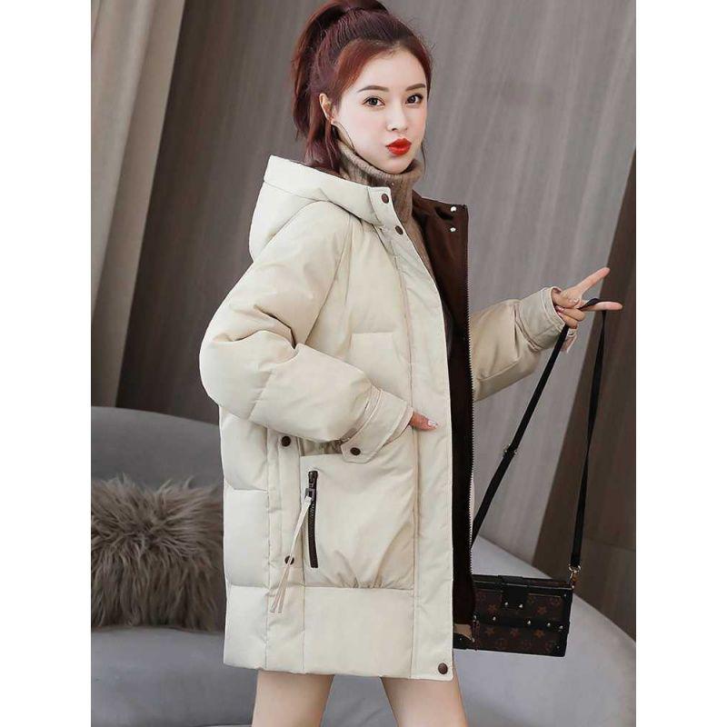 Women's Mid-Length Korean Style Down Cotton Jacket - Loose, Thick, Winter Coat