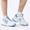 New MLB New York Yankees Anti Slip Wear Resistant Low Top Chunky Sneakers Unisex White Blue 3ASHD045N-50BLS