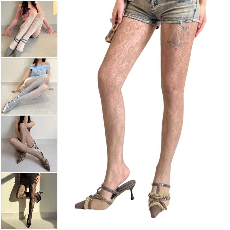 Patterned Tights Fishnet Stockings High Waist Pantyhose Stockings Leggings Lace Tights for Women Girls Summer Leggings